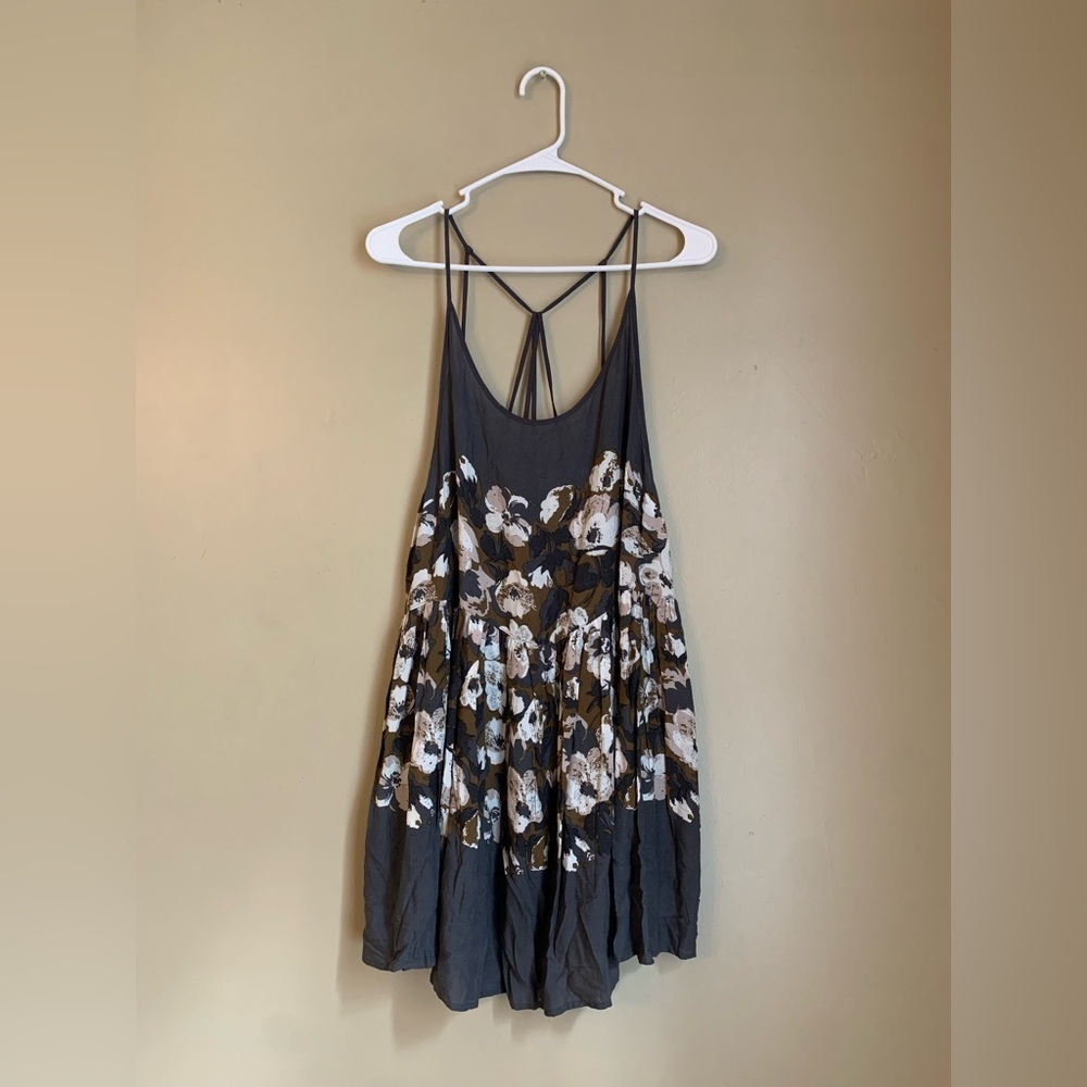 Free people intimately floral gray brown slip dress